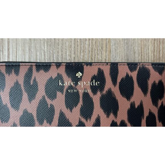 SOLD Kate Spade Spotted Animal Print Large Slim Bifold Wallet - Picture 3 of 5